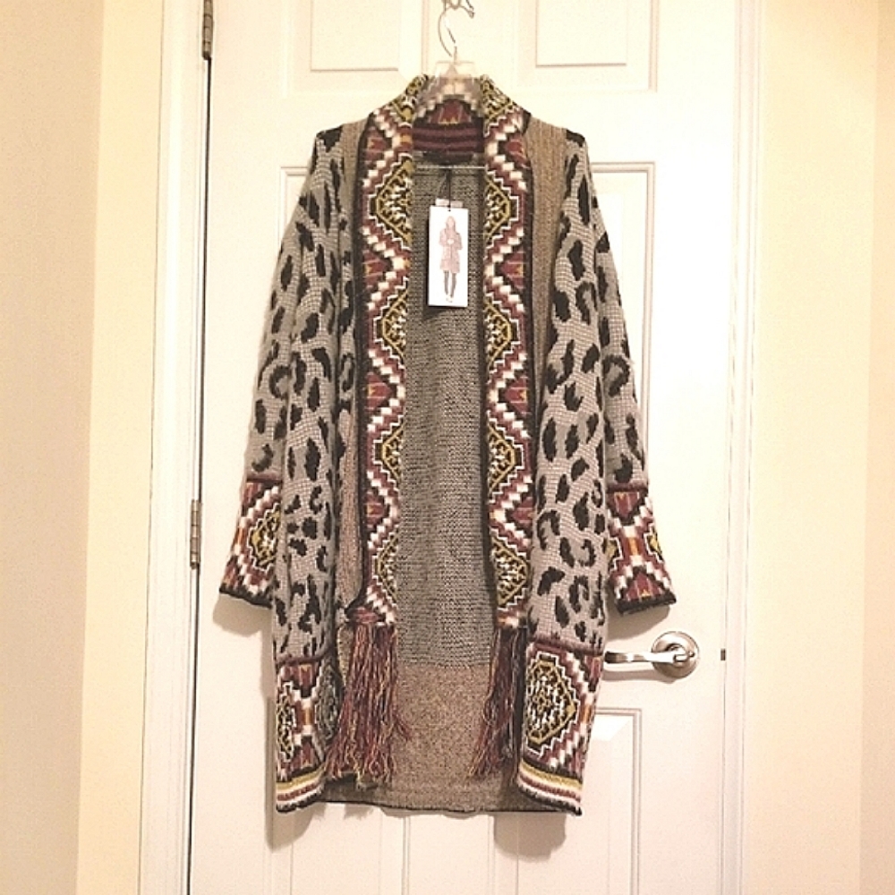 MaxSport M Cardigan Sweater Leopard Multi